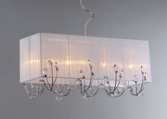 Weißer moderner rechteckiger Leuchter, der 4Lights für Esszimmer beleuchtet
