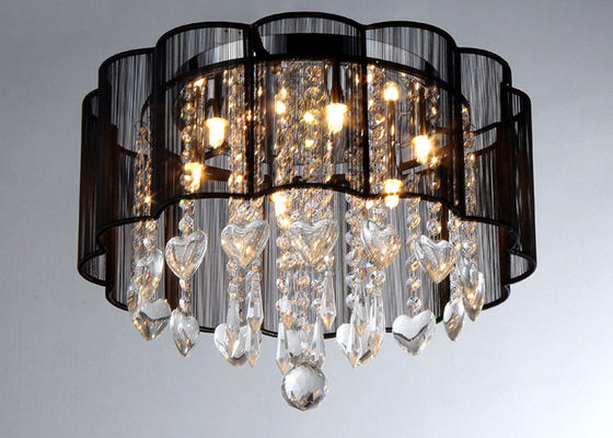 6 Licht-Wohnzimmer-moderner Leuchter, der schwarzes Leinen beleuchtet