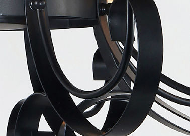Heller dekorativer Schmiedeeisen-Hauptleuchter des Schwarz-8 mit Braunglas-Schatten