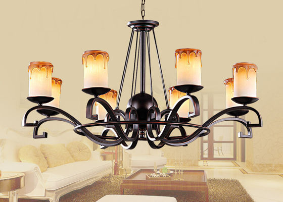 Zeitgenössisches Schmiedeeisen durchgebrannte Glasleuchter-Lampe für Wohnzimmer/Schlafzimmer