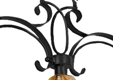 Braunglas-Schatten-Schmiedeeisen-Leuchter-einzigartiges/rustikales/des Retrostil-3 Licht, Basis E27