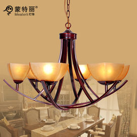 moderner u. traditioneller Schmiedeeisen-Leuchter-Creme-Schatten 6Heads für Wohnzimmer
