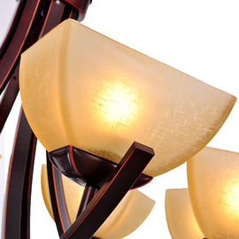 moderner u. traditioneller Schmiedeeisen-Leuchter-Creme-Schatten 6Heads für Wohnzimmer