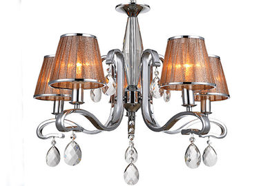 Chromieren Sie die 5 das helle Innenzeitgenössische Leuchter-Luxuslicht/Lampe mit Gewebe-Schatten