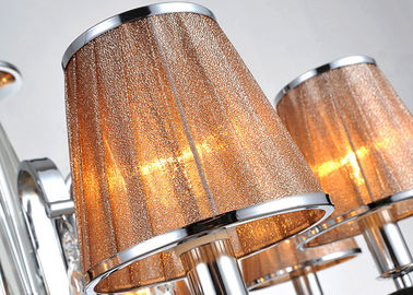 Chromieren Sie die 5 das helle Innenzeitgenössische Leuchter-Luxuslicht/Lampe mit Gewebe-Schatten
