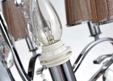 Chromieren Sie die 5 das helle Innenzeitgenössische Leuchter-Luxuslicht/Lampe mit Gewebe-Schatten