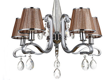 Chromieren Sie die 5 das helle Innenzeitgenössische Leuchter-Luxuslicht/Lampe mit Gewebe-Schatten