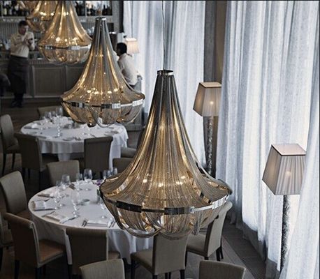 CHROMnickelfarbmetallkette Leuchterlicht des heißen Verkaufs-großen Hotelluxusleuchters modernes Innenfür Hotel Landhäuser