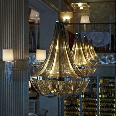 CHROMnickelfarbmetallkette Leuchterlicht des heißen Verkaufs-großen Hotelluxusleuchters modernes Innenfür Hotel Landhäuser