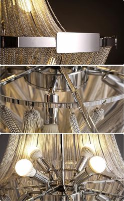 CHROMnickelfarbmetallkette Leuchterlicht des heißen Verkaufs-großen Hotelluxusleuchters modernes Innenfür Hotel Landhäuser
