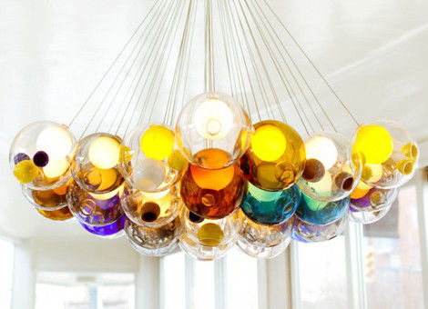 Kreative doppelte bunte hängende Lampe der Glasdeckel-hängende Deckenleuchte-LED G9