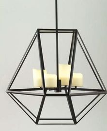 Glaskerzen-Innere führte Leuchter-Lichter, breite schwarze Eisen-Käfig-hängende Lampe