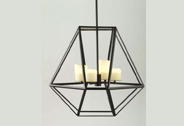 Glaskerzen-Innere führte Leuchter-Lichter, breite schwarze Eisen-Käfig-hängende Lampe