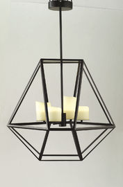 Glaskerzen-Innere führte Leuchter-Lichter, breite schwarze Eisen-Käfig-hängende Lampe